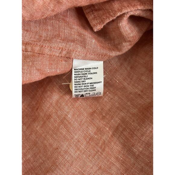 Tommy Bahama Linen Collared Button Front Shirt Mens Size XL Orange Beach Summer - Picture 5 of 8